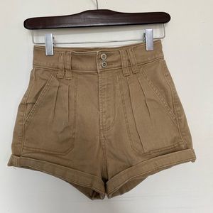 High-Waist Khaki Style Shorts